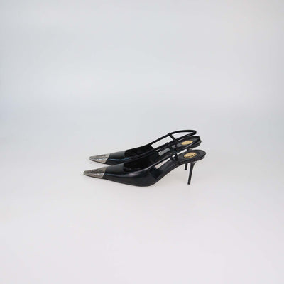 Saint Laurent Black Patent leather Jeanne Slingback Pumps