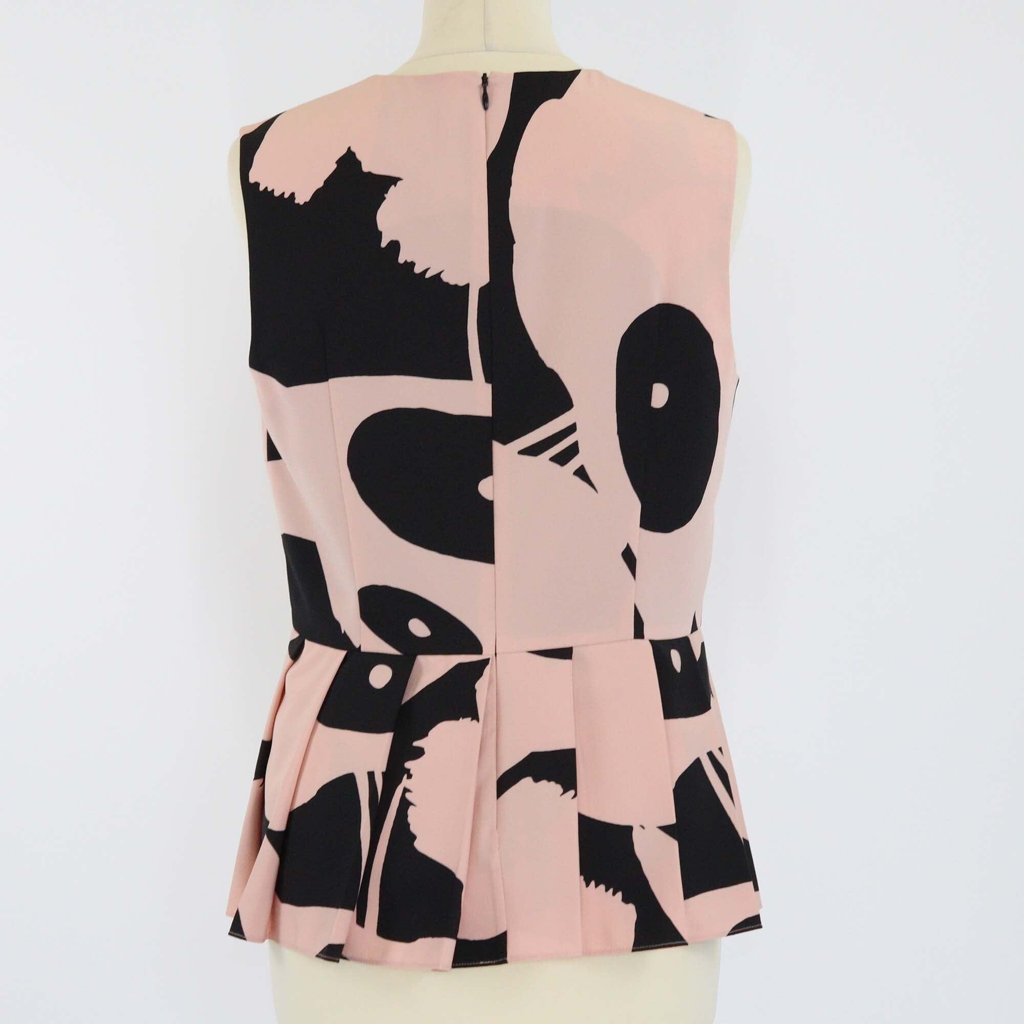 Alexander McQueen Pink/Black Skull Print Peplum Tops Womens Alexander Mcqueen 