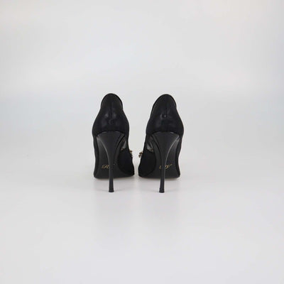 Roger Vivier Black Mesh Flower Strap Embellished Pumps