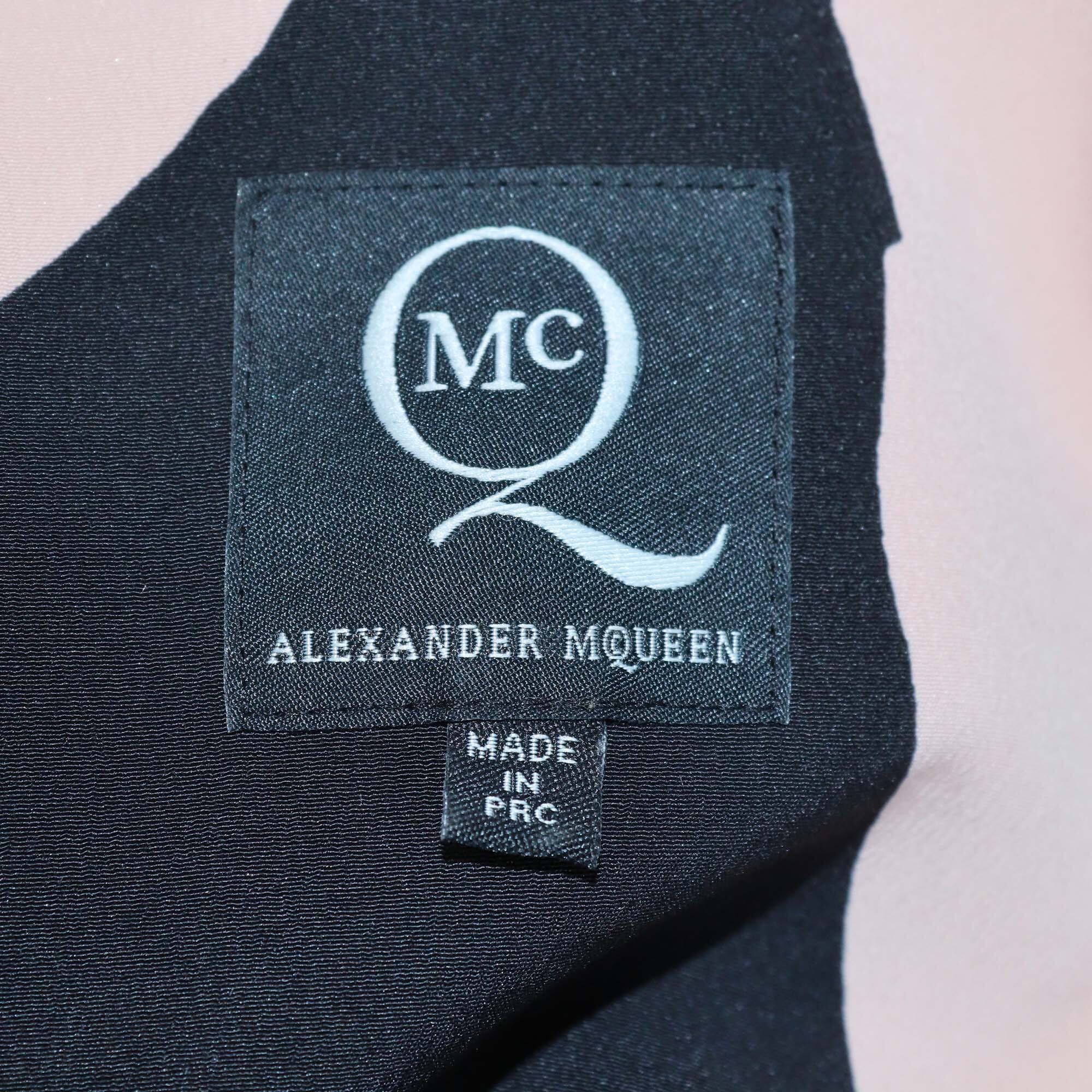 Alexander McQueen Pink/Black Skull Print Peplum Tops Womens Alexander Mcqueen 
