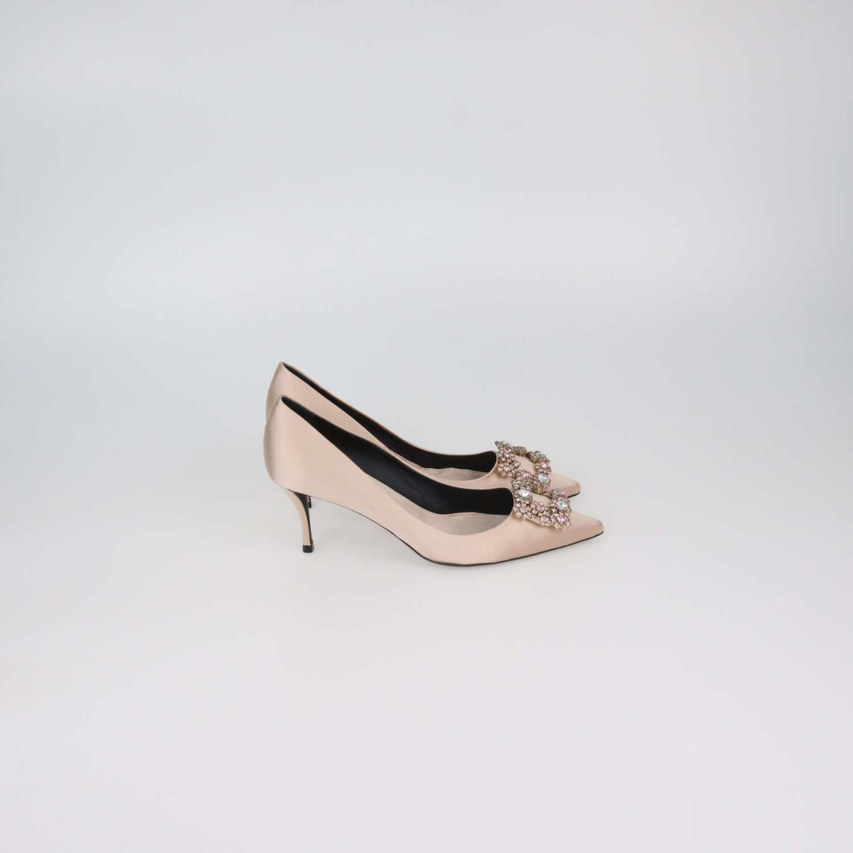 Roger Vivier Pink Satin Efflorescence Pumps