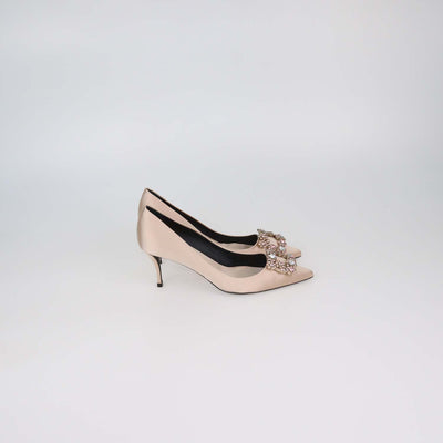 Roger Vivier Pink Satin Efflorescence Pumps