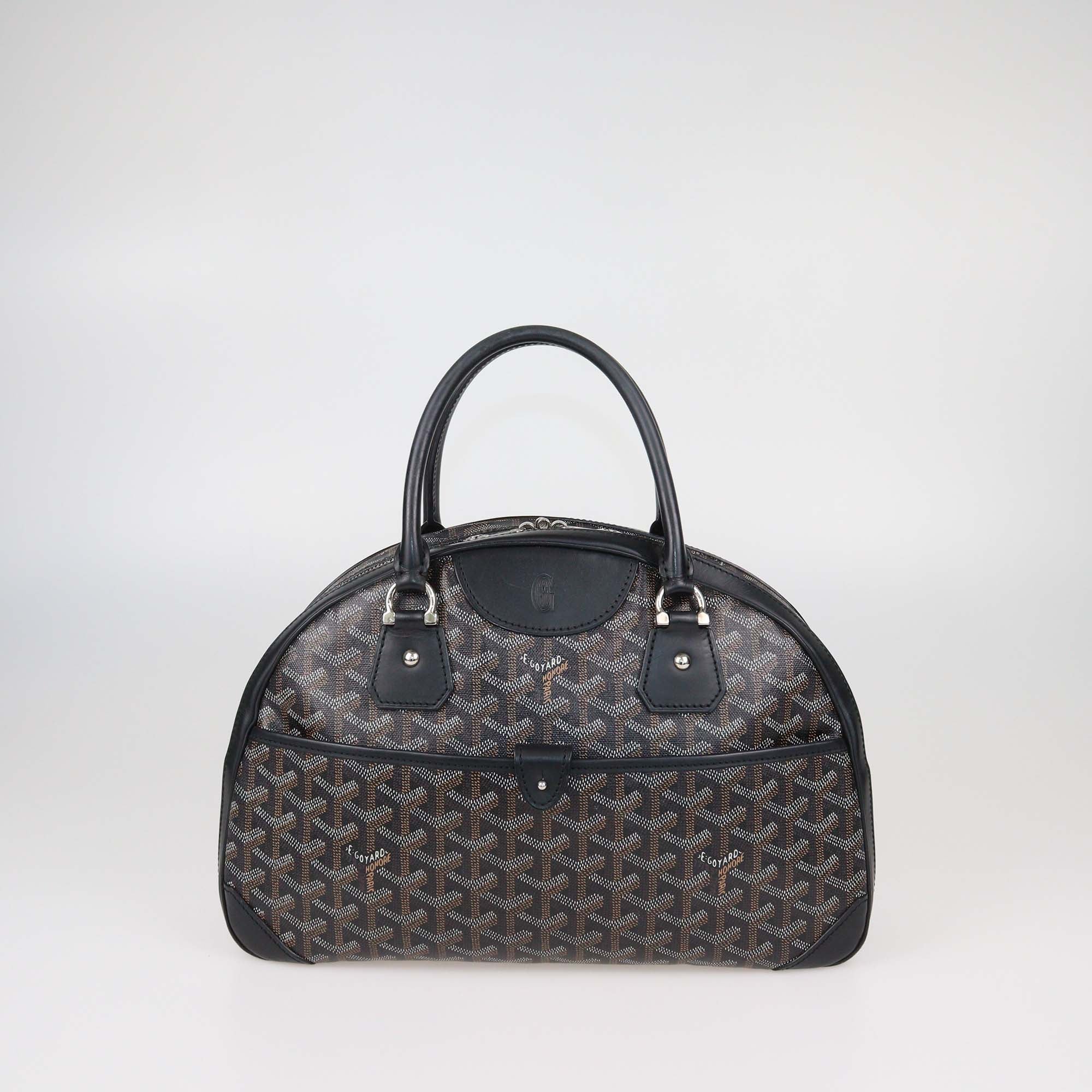 Goyard Black Goyardine Coated Canvas and Leather St. Jeanne MM Bag