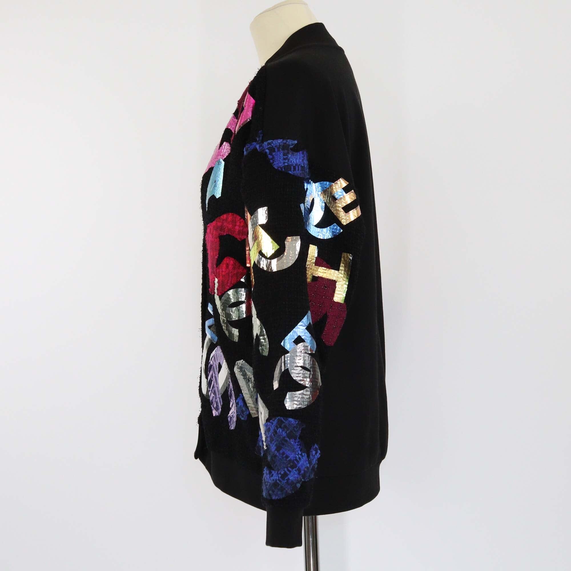 Chanel Black/Multicolor Tweed Patches Cardigan Womens Chanel 