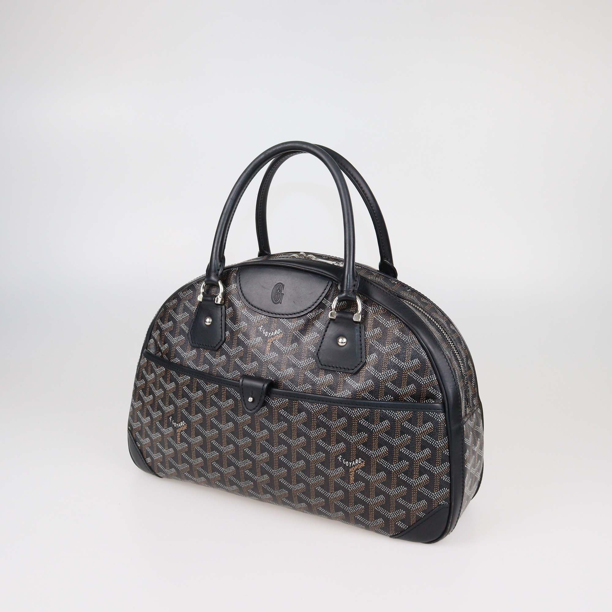 Goyard Black Goyardine Coated Canvas and Leather St. Jeanne MM Bag