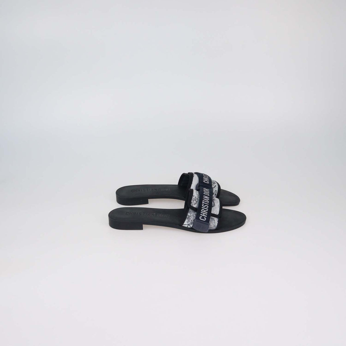 Christian Dior Deep Blue Oblique Print Technical Fabric Dio(r)evolution Slide