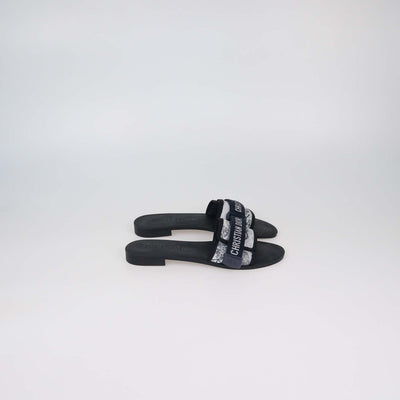 Christian Dior Deep Blue Oblique Print Technical Fabric Dio(r)evolution Slide