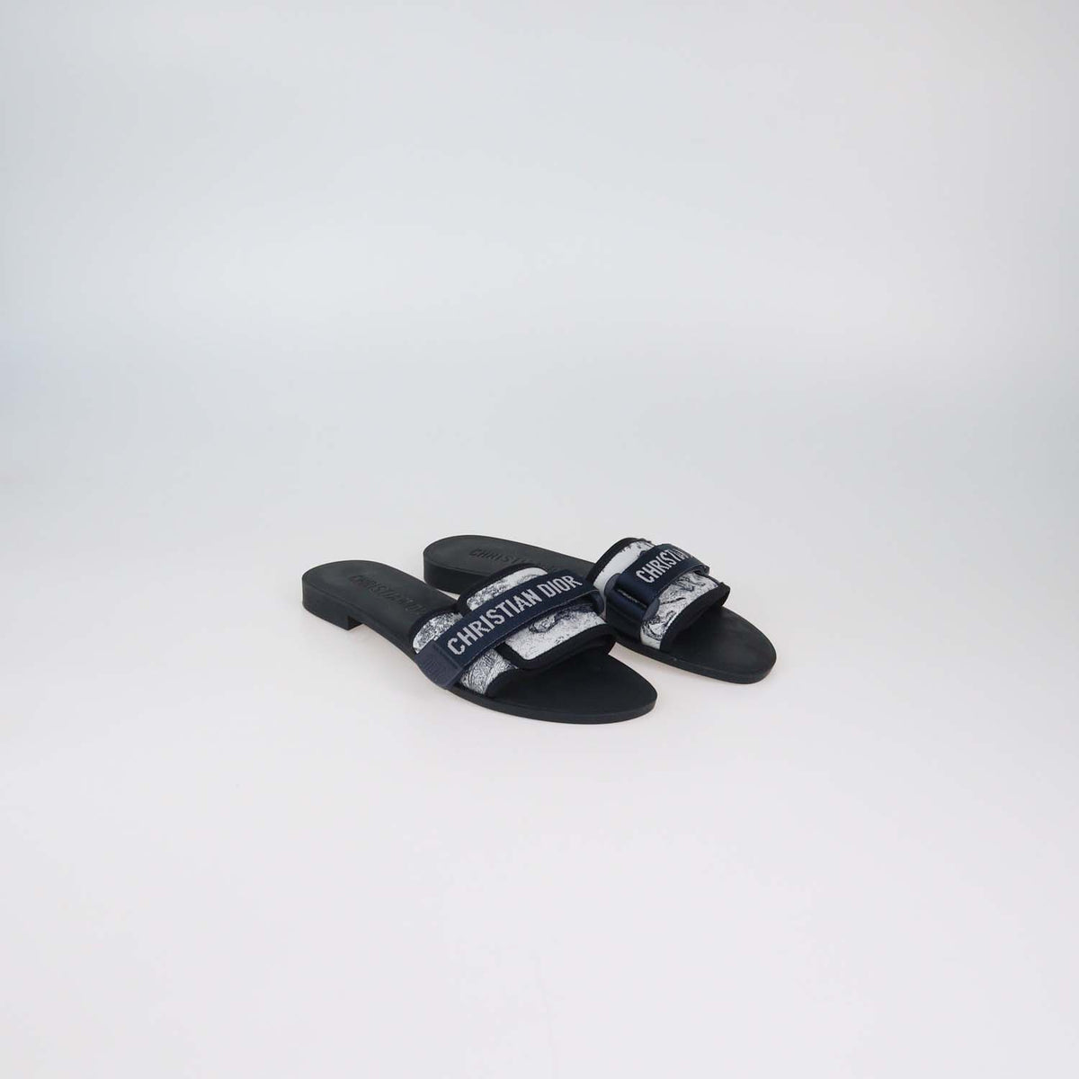 Christian Dior Deep Blue Oblique Print Technical Fabric Dio(r)evolution Slide