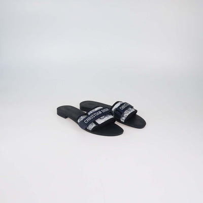 Christian Dior Deep Blue Oblique Print Technical Fabric Dio(r)evolution Slide