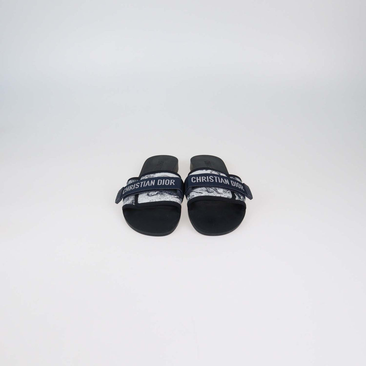 Christian Dior Deep Blue Oblique Print Technical Fabric Dio(r)evolution Slide