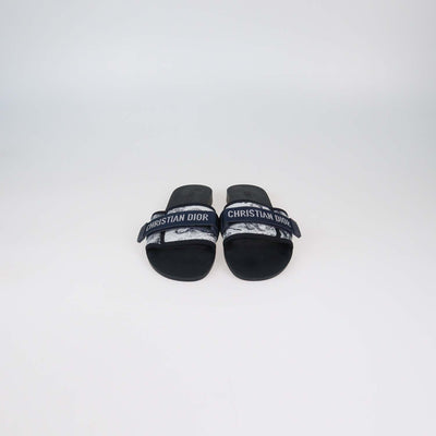 Christian Dior Deep Blue Oblique Print Technical Fabric Dio(r)evolution Slide