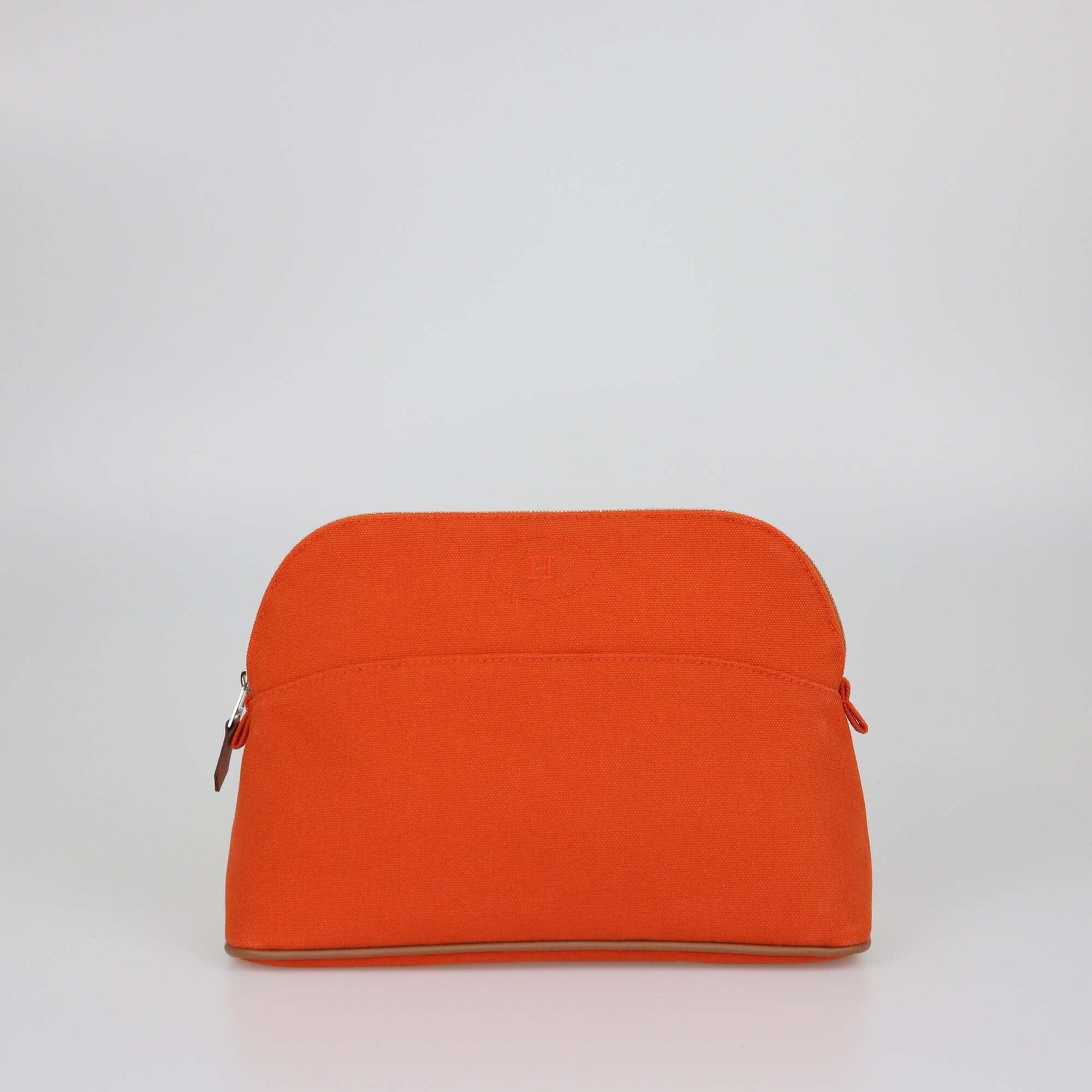 Hermes Orange Canvas Medium Bolide Case Womens Hermes 