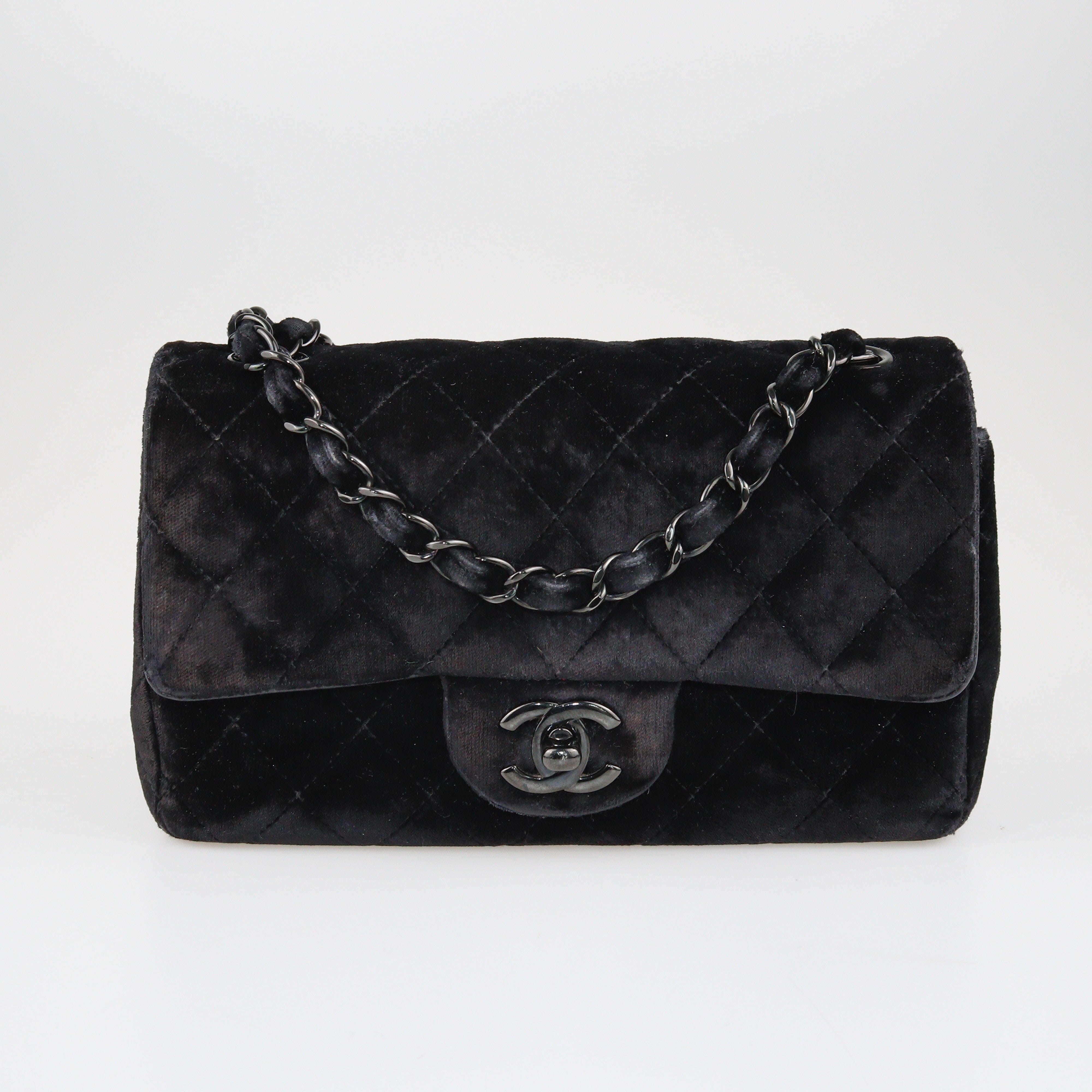 Black Velvet Mini Flap Bag Bags Chanel 