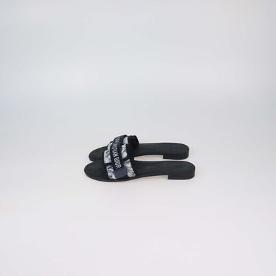 Christian Dior Deep Blue Oblique Print Technical Fabric Dio(r)evolution Slide