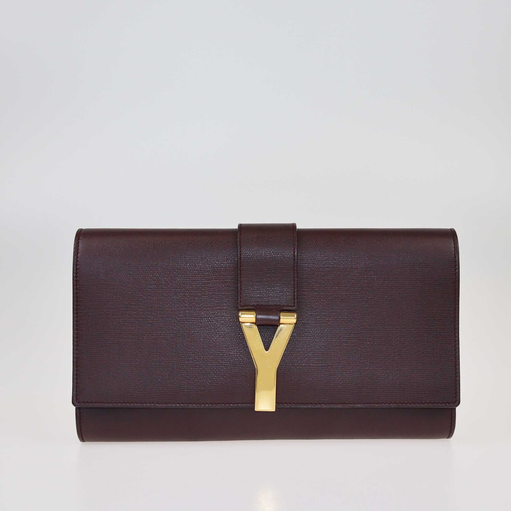 Yves Saint Laurent Burgundy Y Ligne Clutch Bags Yves Saint Laurent 