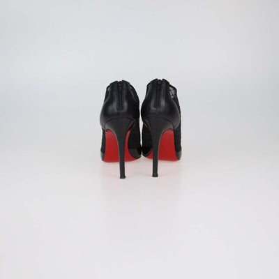 Christian Louboutin Black Mesh and Patent Leather Filette Booties