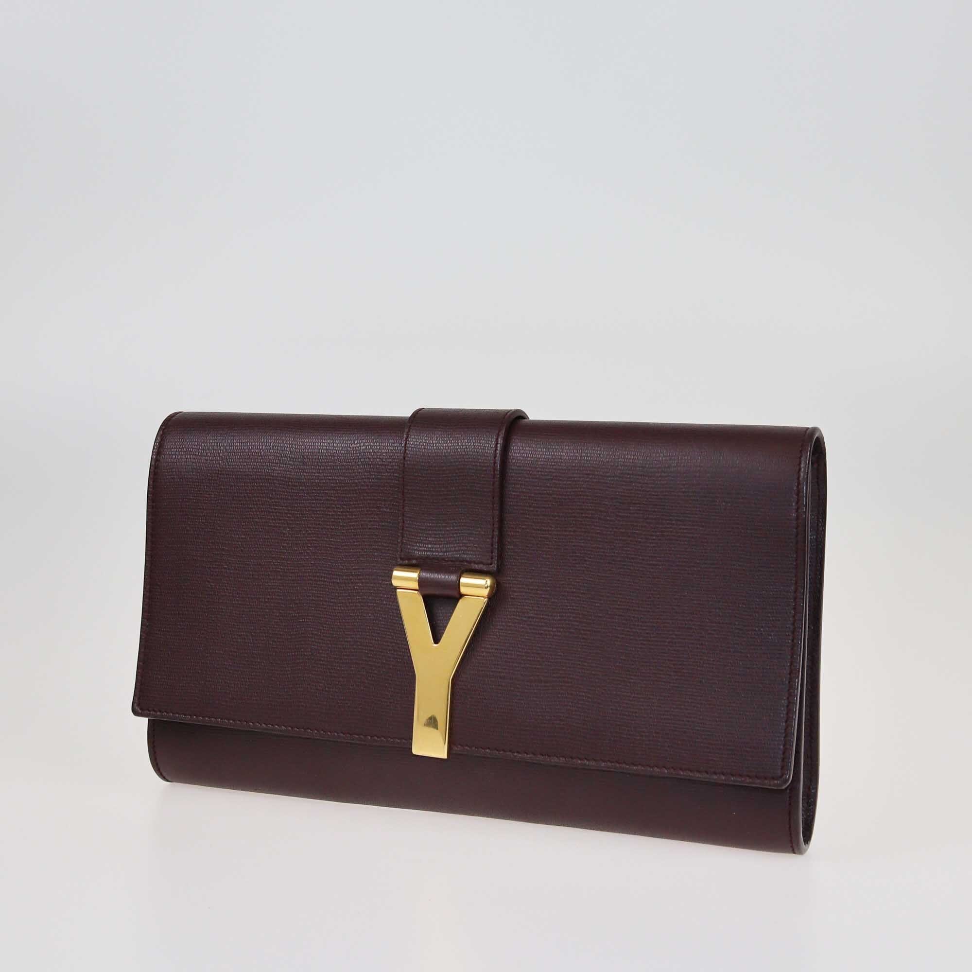 Yves Saint Laurent Burgundy Y Ligne Clutch Bags Yves Saint Laurent 