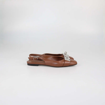 Hermes Dark Brown Leather Innocente Slingback Flats