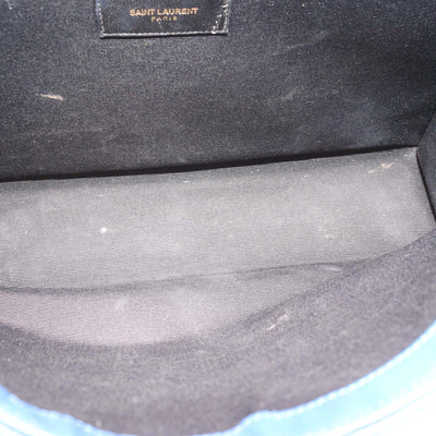 Saint Laurent Blue Chevron Leather Large Envelope Shoulder Bag