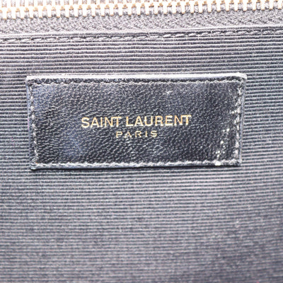 Saint Laurent Blue Chevron Leather Large Envelope Shoulder Bag