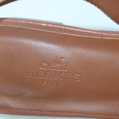 Hermes Dark Brown Leather Innocente Slingback Flats