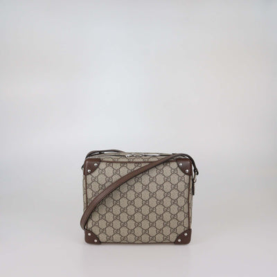 Gucci Brown/Beige GG Supreme Canvas Trunk Shoulder Bag