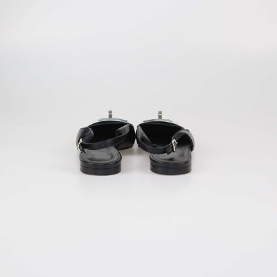 Hermes Black Leather Innocente Slingback Flats