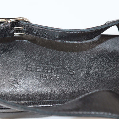 Hermes Black Leather Innocente Slingback Flats
