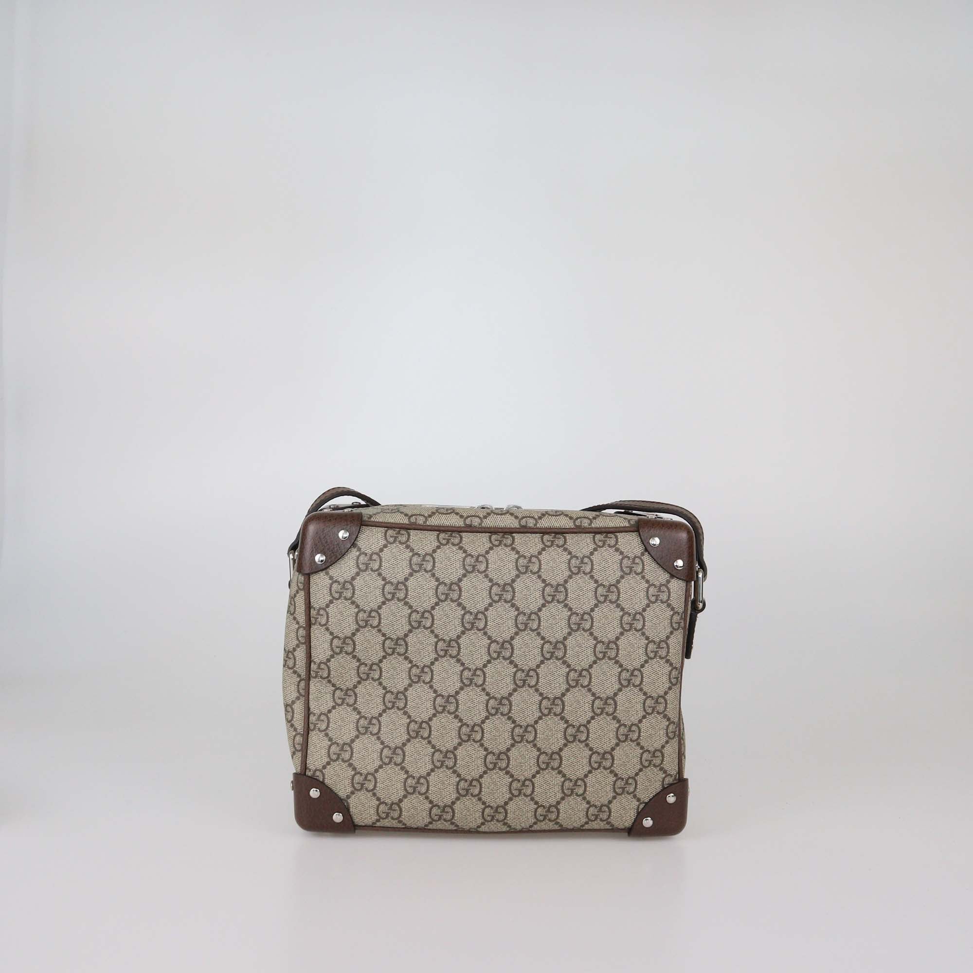 Gucci Brown/Beige GG Supreme Canvas Trunk Shoulder Bag