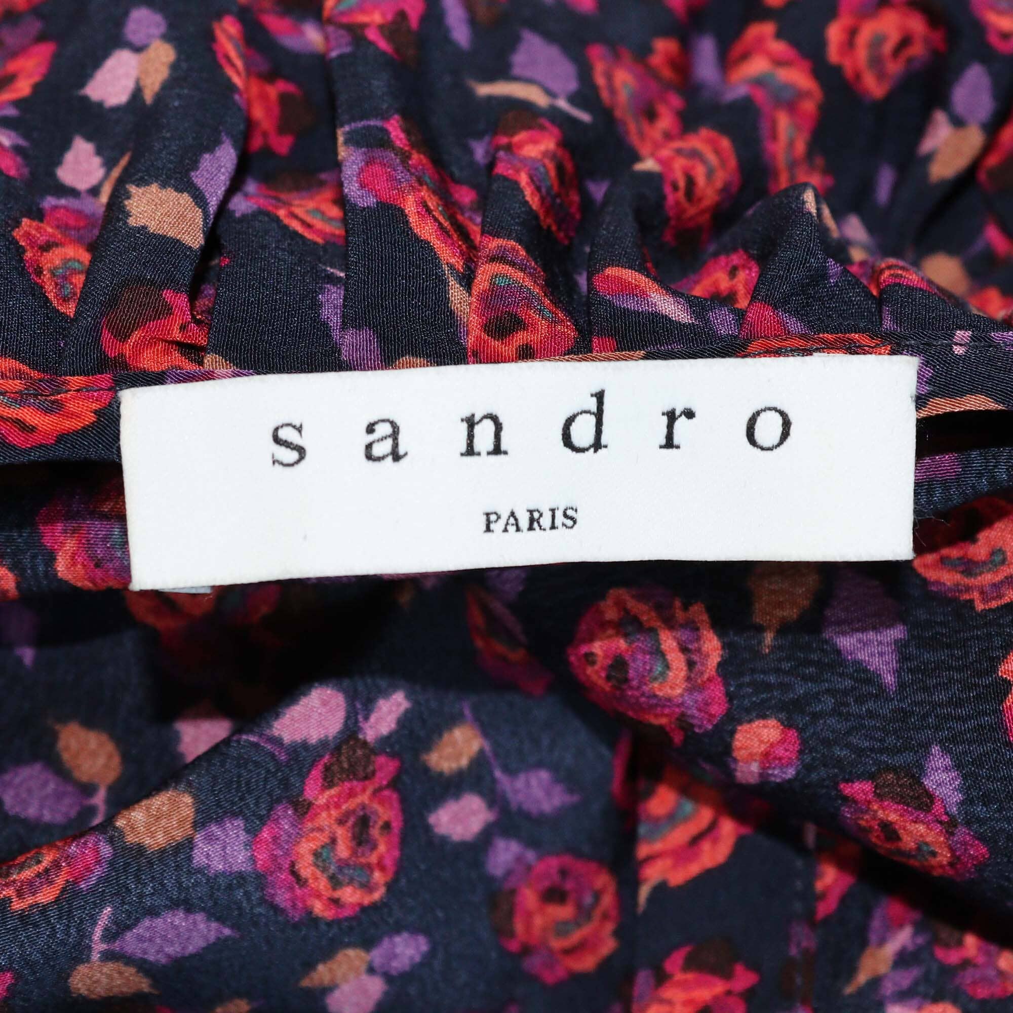 Sandro Multicolor Floral Print Ruffle Detail Shift Dress Womens Sandro 