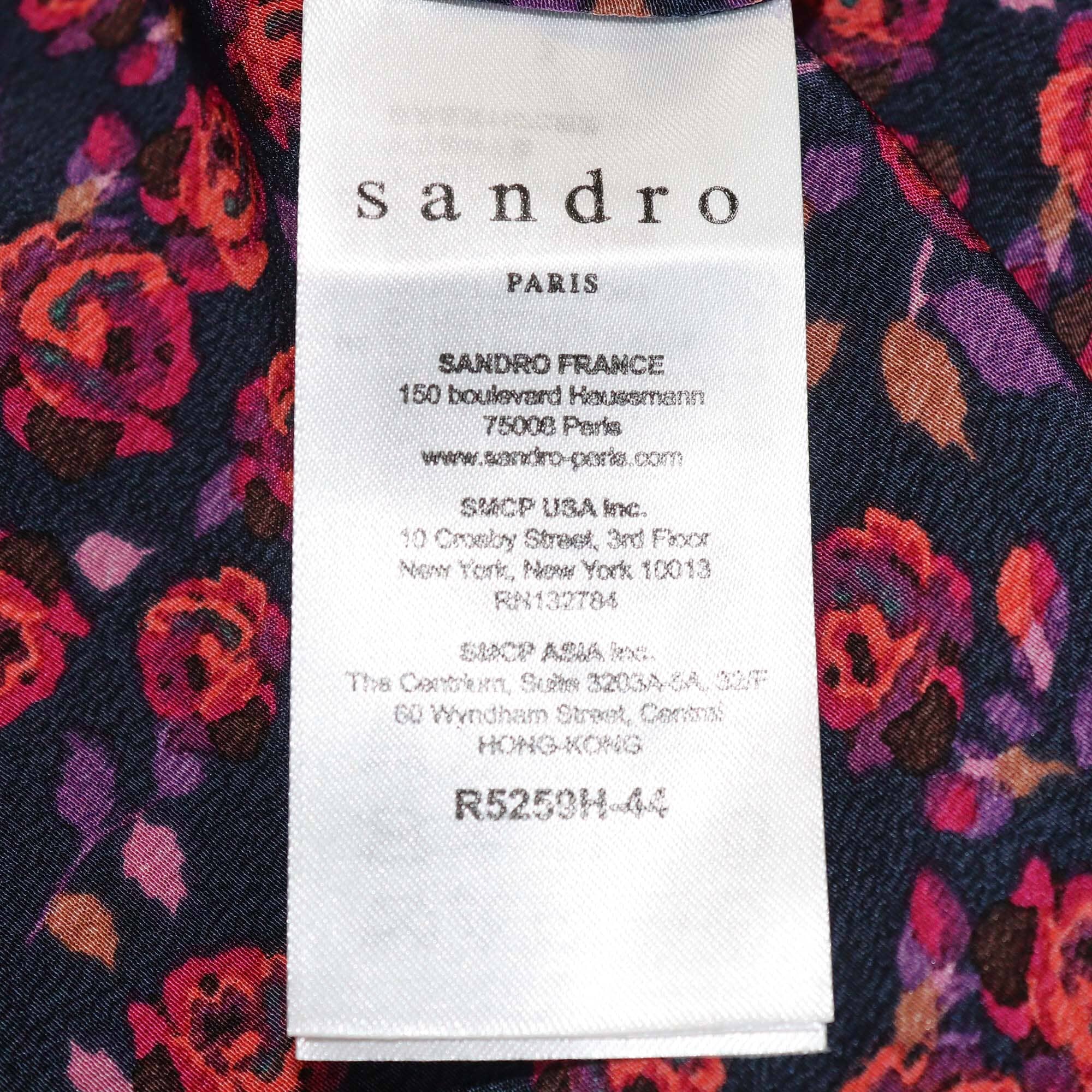 Sandro Multicolor Floral Print Ruffle Detail Shift Dress Womens Sandro 