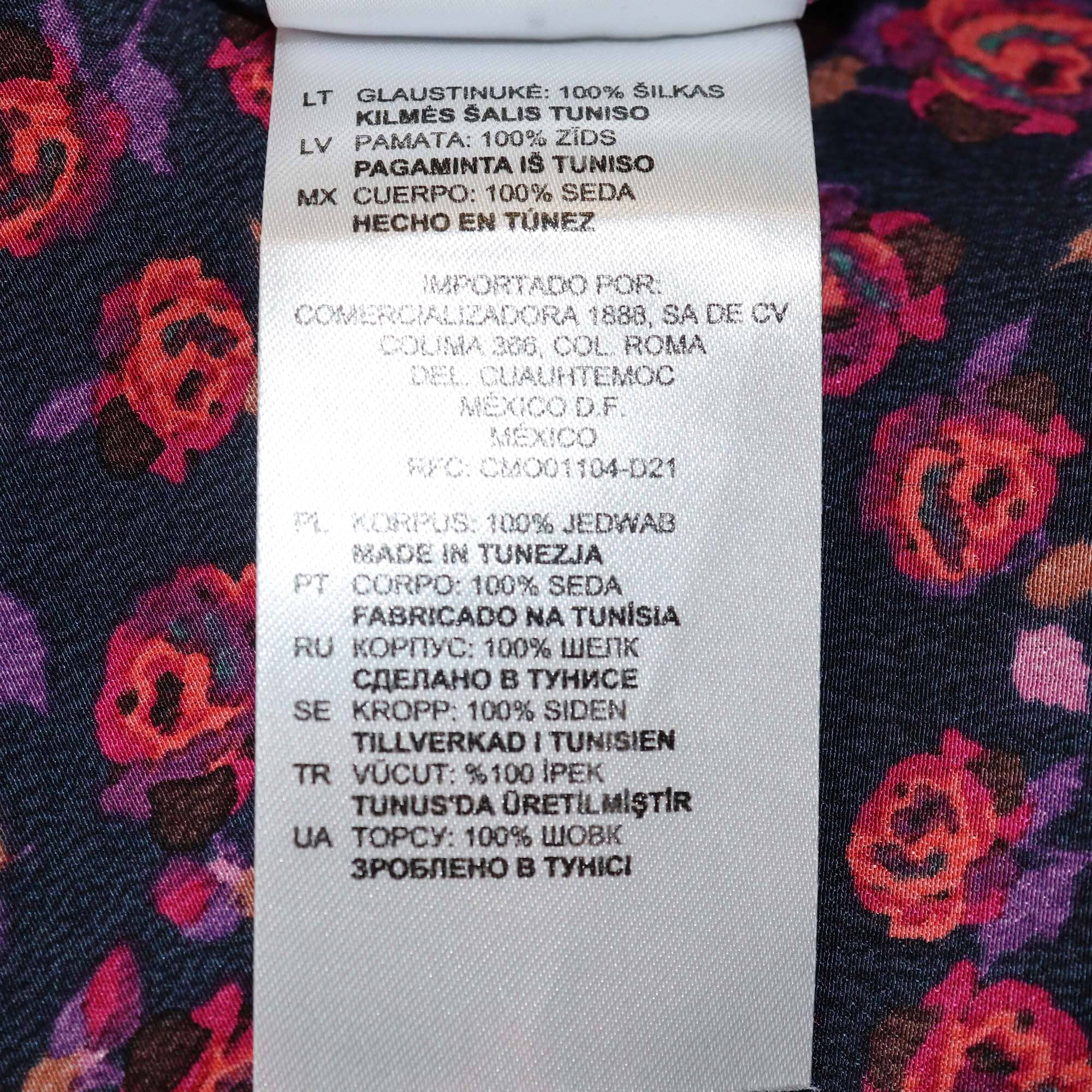 Sandro Multicolor Floral Print Ruffle Detail Shift Dress Womens Sandro 