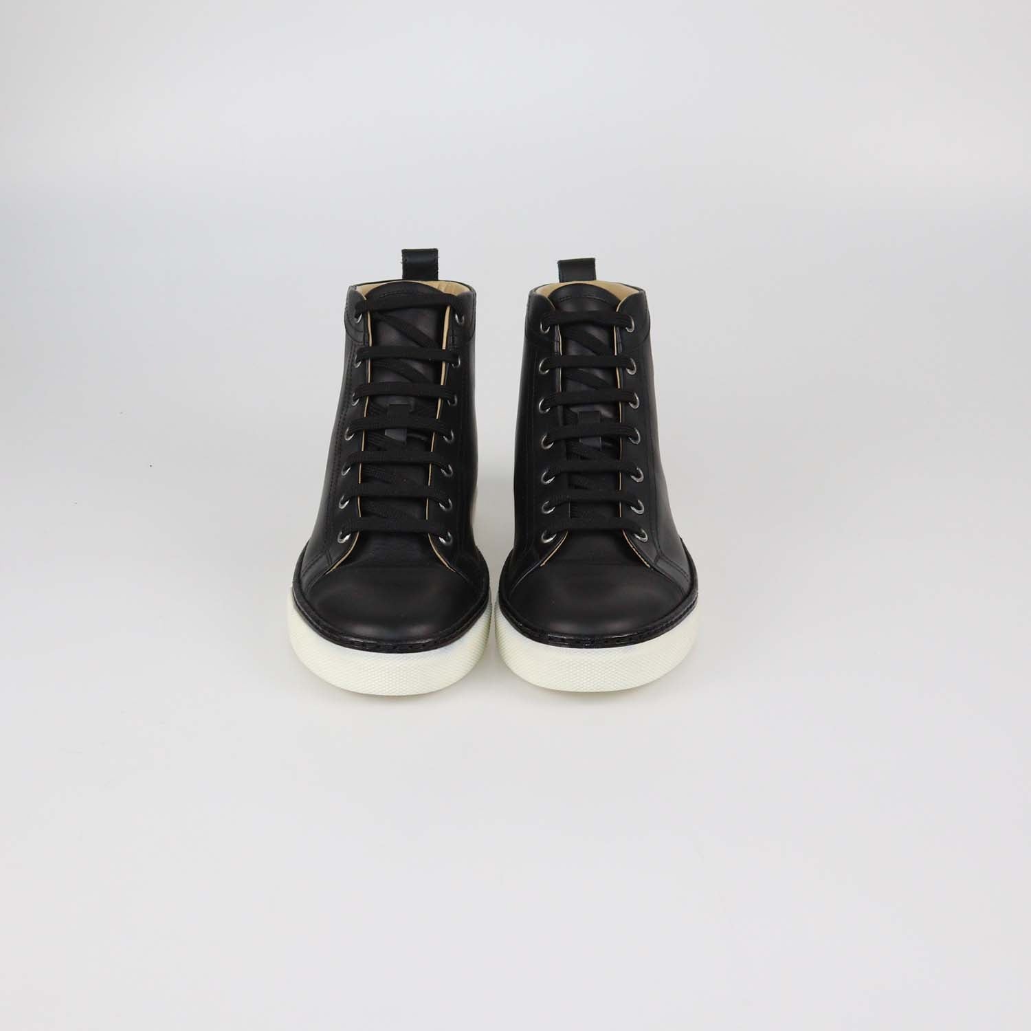 Hermes Black Leather Jimmy High Top Sneakers