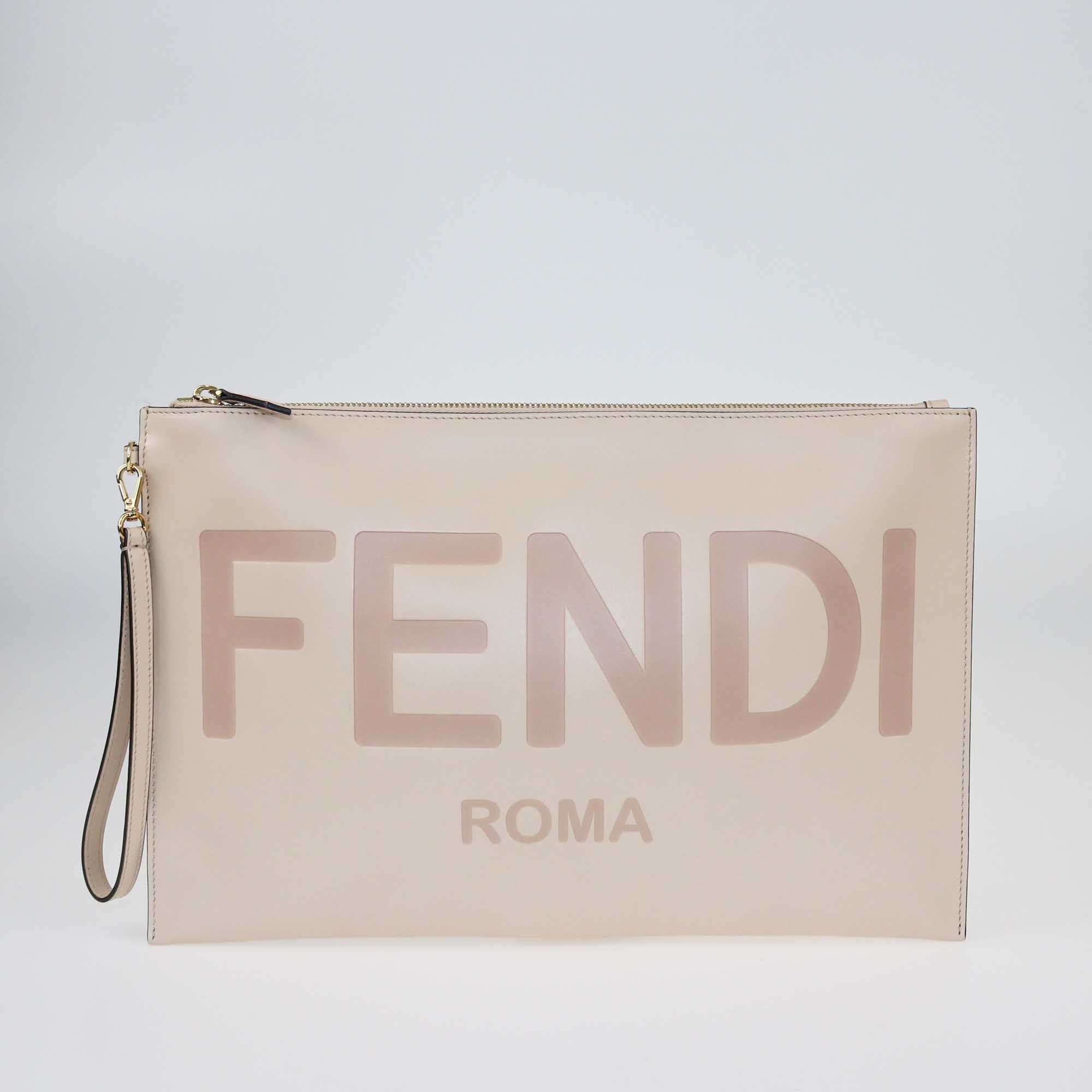 Fendi Beige Roma Large Flat Pouch Bags Fendi 