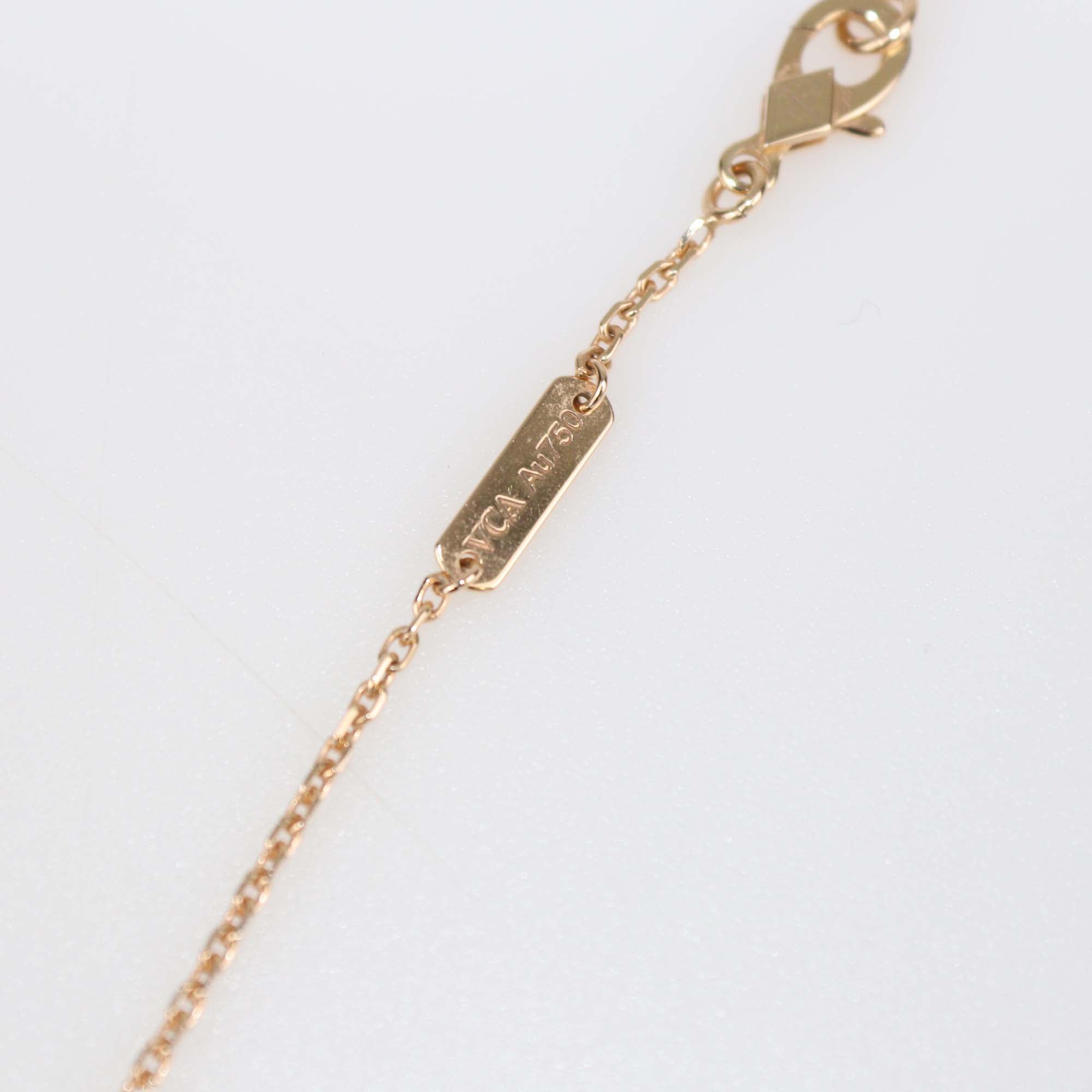 Van Cleef & Arpels Vintage Alhambra 18K Rose Gold Diamond Rhodonite Necklace