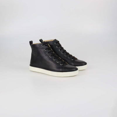 Hermes Black Leather Jimmy High Top Sneakers