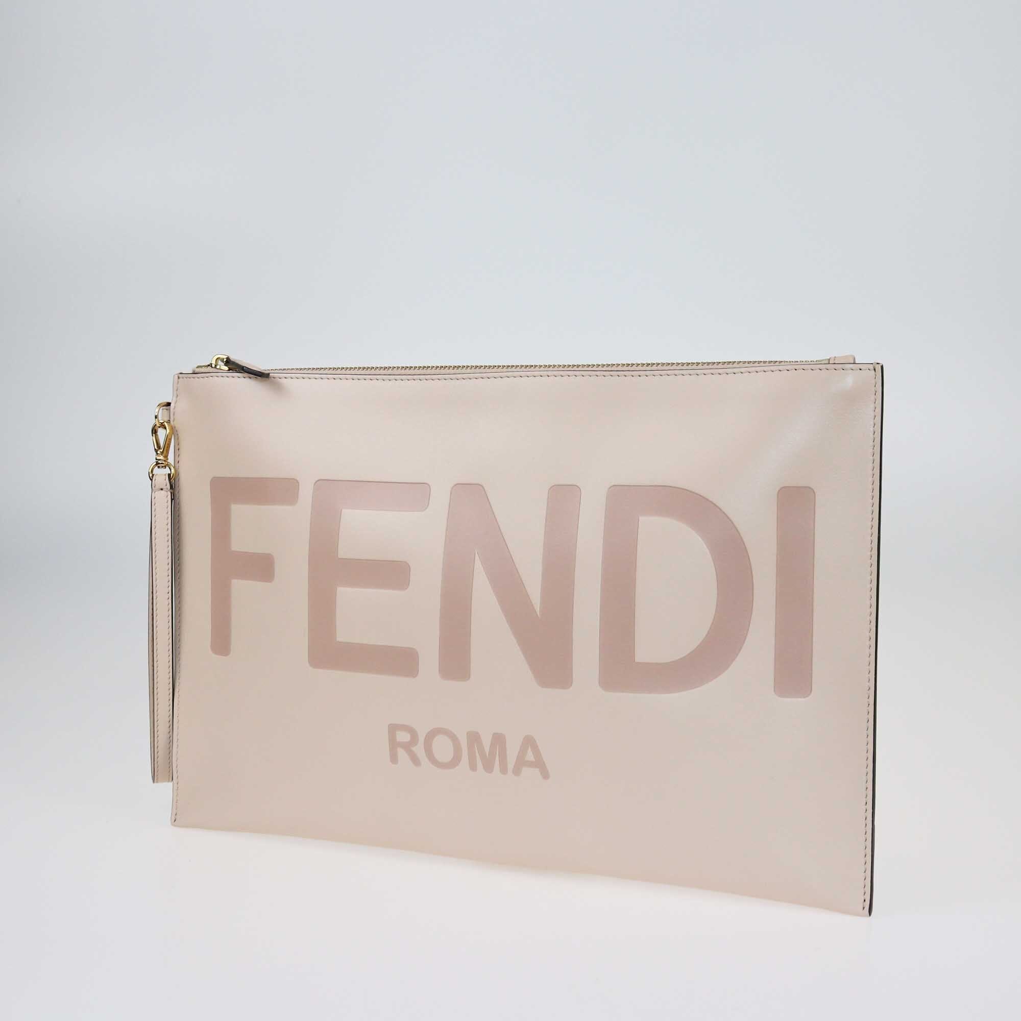 Fendi Beige Roma Large Flat Pouch Bags Fendi 