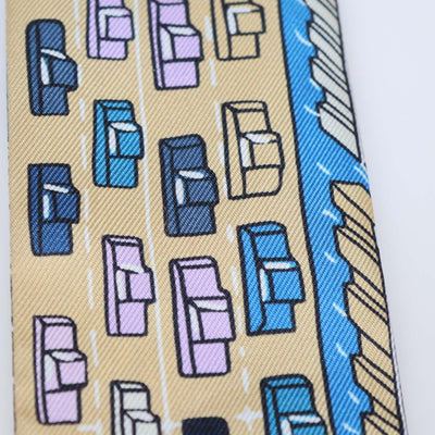Hermes Multicolor Silk Pantin City Print Twilly