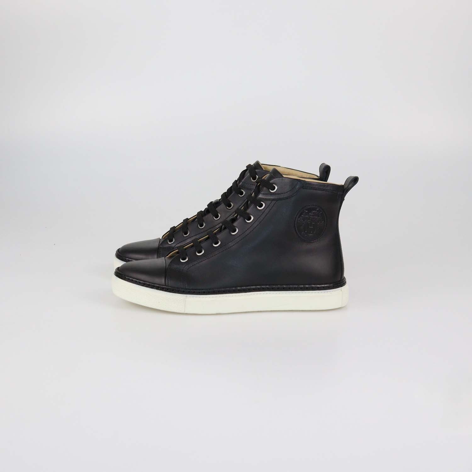 Hermes Black Leather Jimmy High Top Sneakers