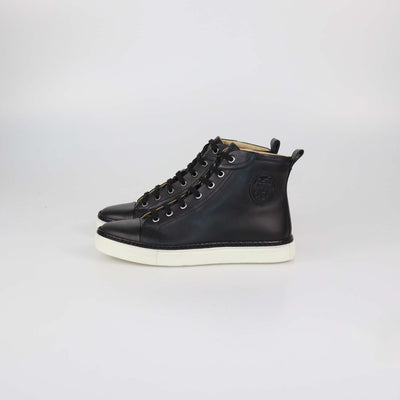 Hermes Black Leather Jimmy High Top Sneakers