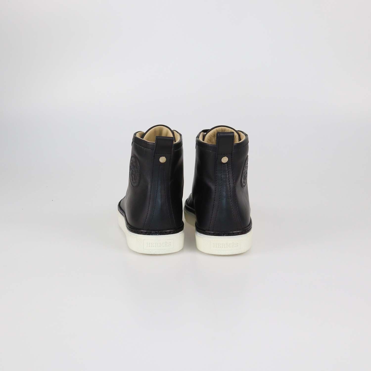 Hermes Black Leather Jimmy High Top Sneakers