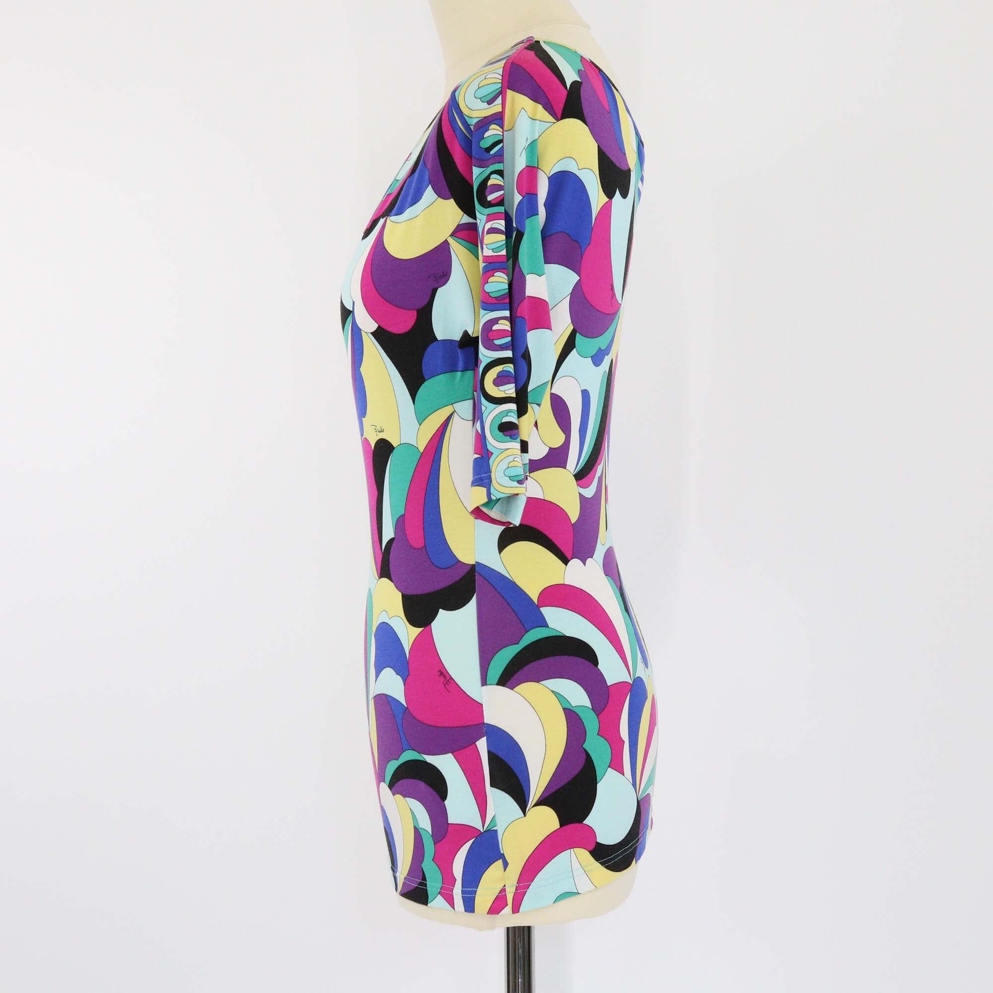 Emilio Pucci Multicolor Printed V-Neck Top Womens Emilio Pucci 