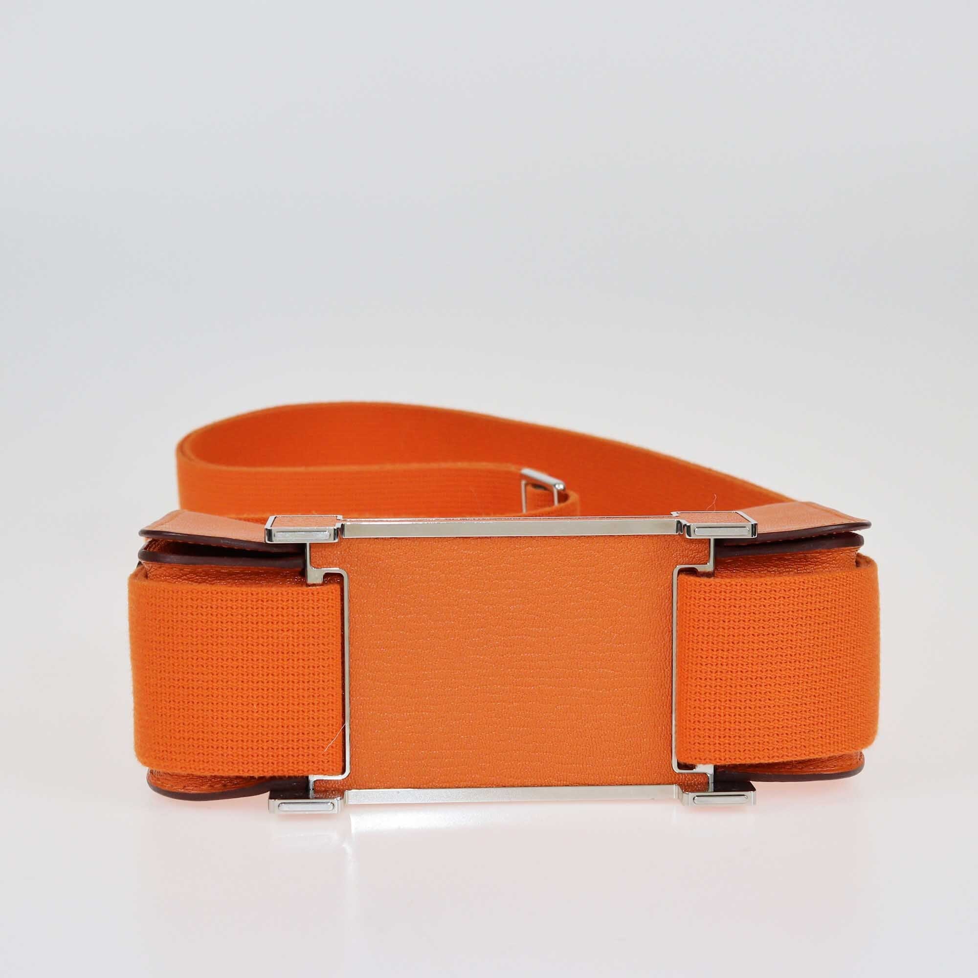 Hermès Orange Chèvre Mysore Palladium Hardware Geta Sangle Bag Bags Hermes 