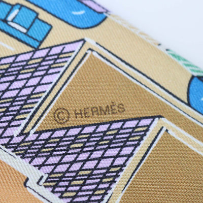 Hermes Multicolor Silk Pantin City Print Twilly