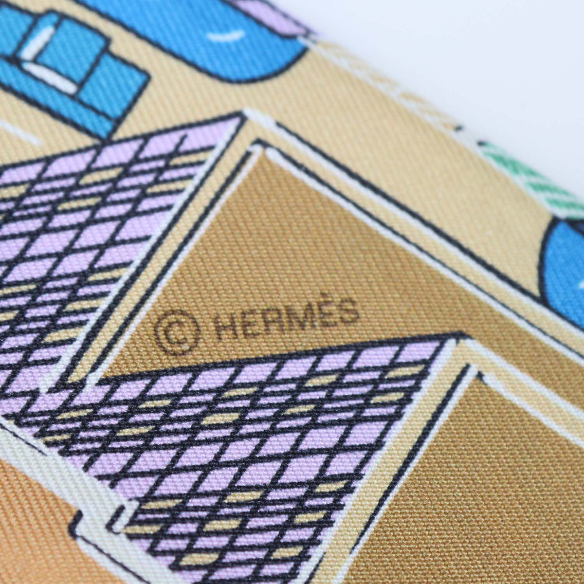 Hermes Multicolor Silk Pantin City Print Twilly