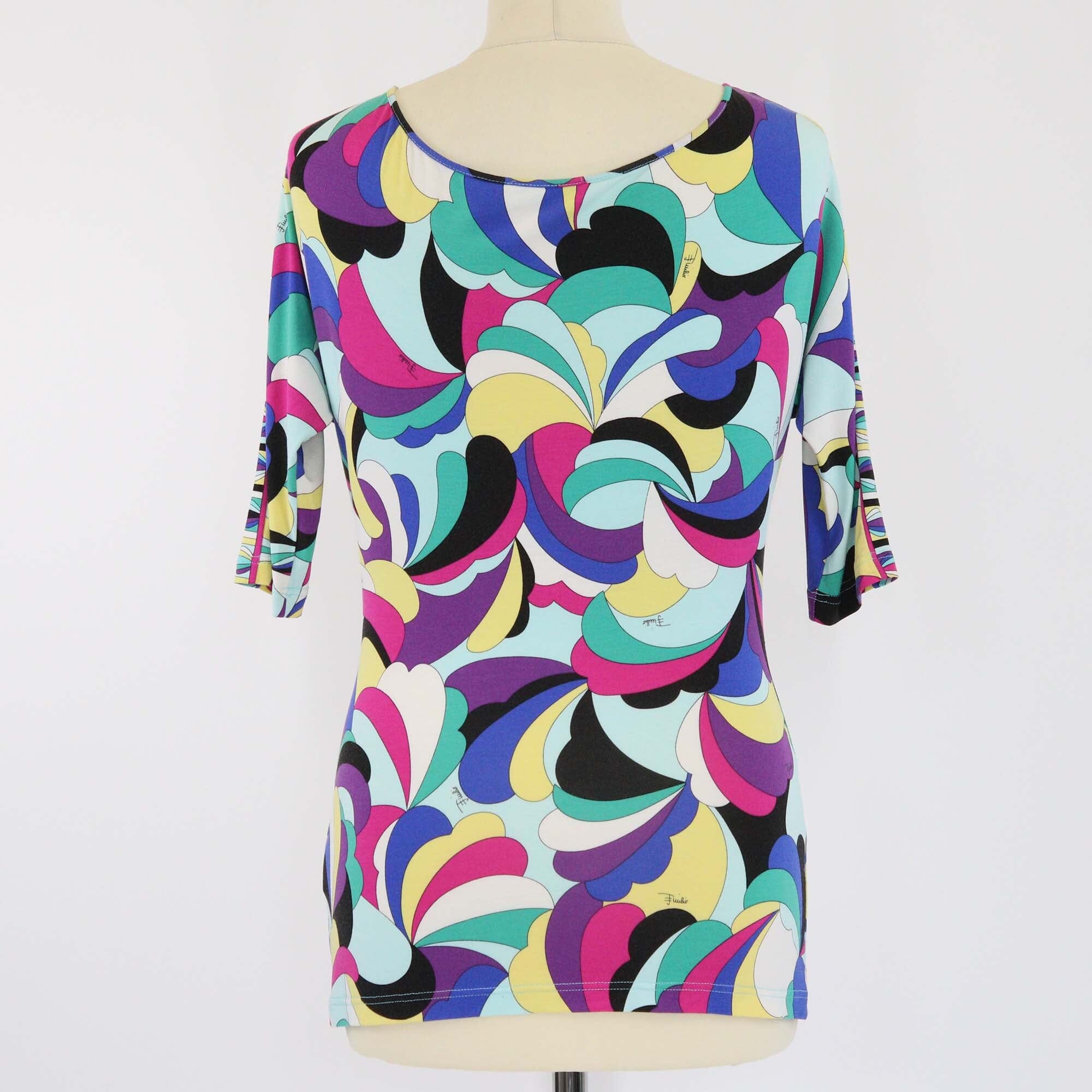 Emilio Pucci Multicolor Printed V-Neck Top Womens Emilio Pucci 