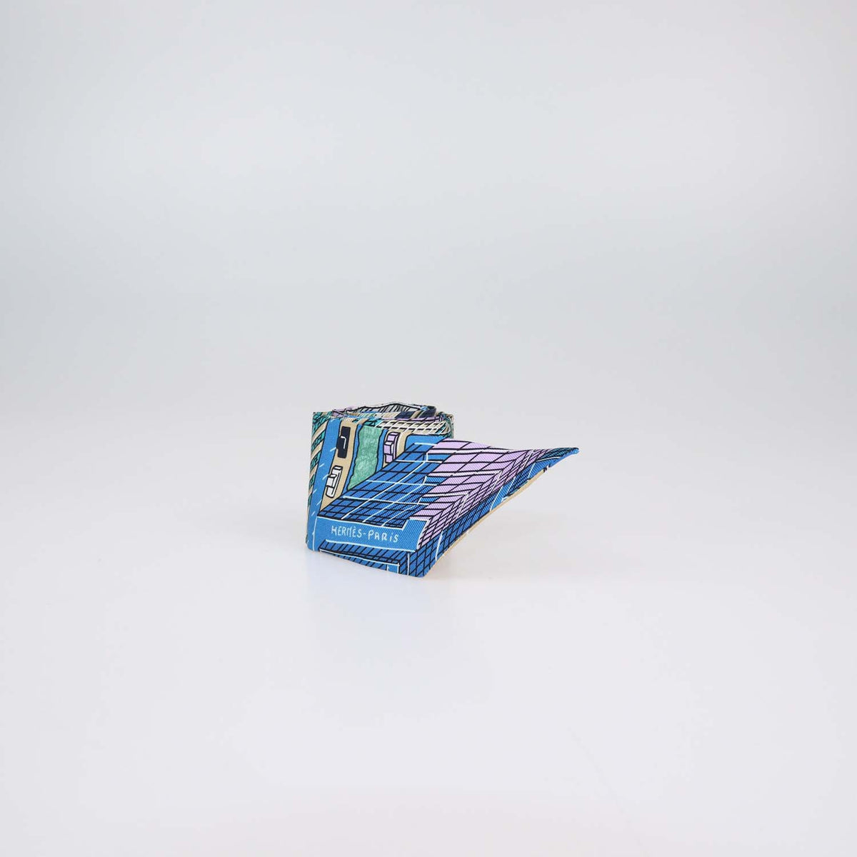 Hermes Multicolor Silk Pantin City Print Twilly