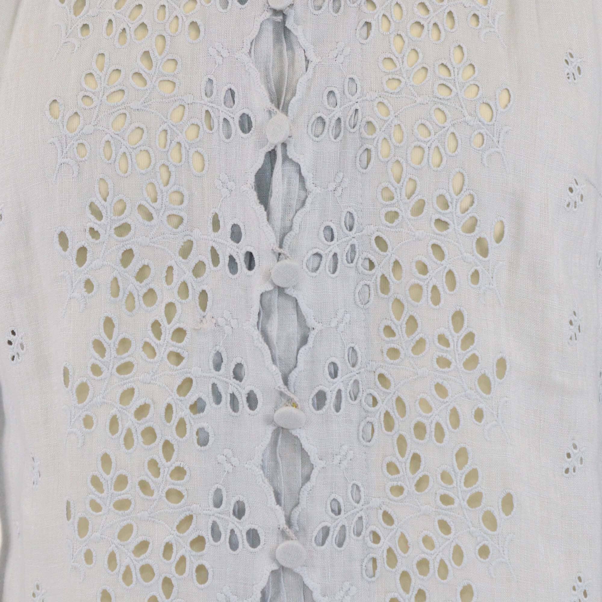 Zimmermann Powder Blue Embroidered Button Long Sleeve Blouse Womens Zimmermann 