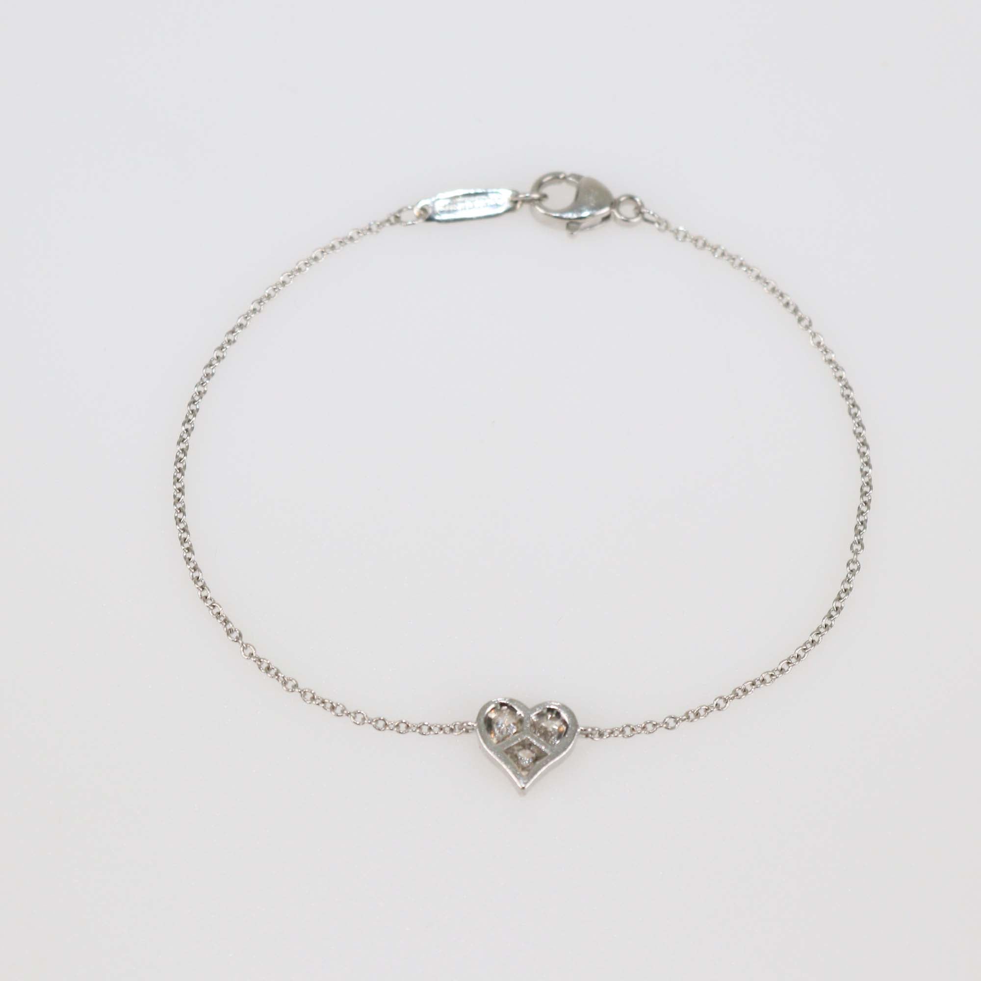 Tiffany & Co. Platinum Diamond Sentimental Heart Bracelet