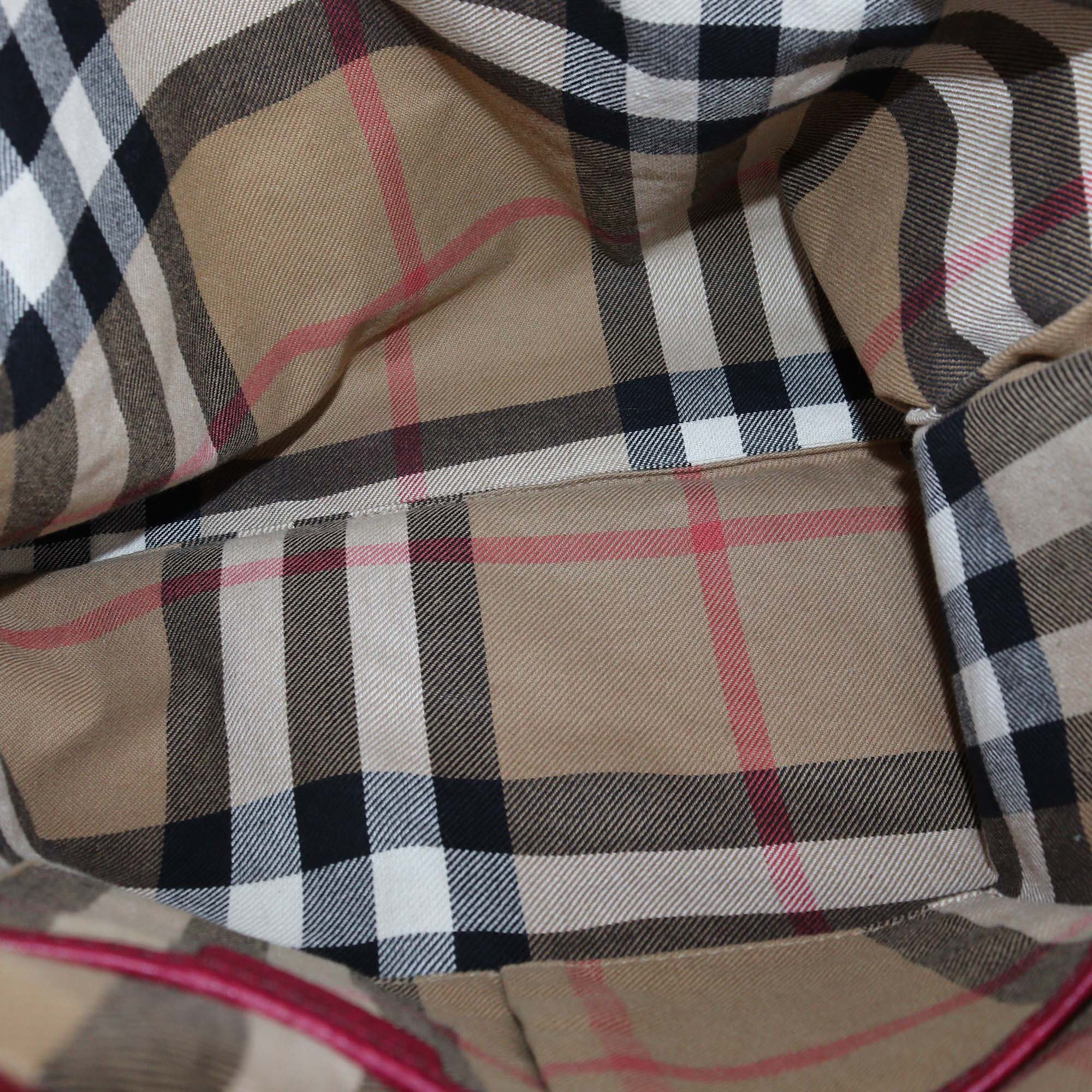 Burberry Red Leather Big Crush Drawstring Tote